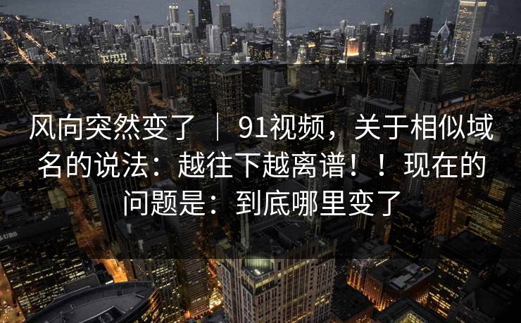 风向突然变了 ｜ 91视频，关于相似域名的说法：越往下越离谱！！现在的问题是：到底哪里变了